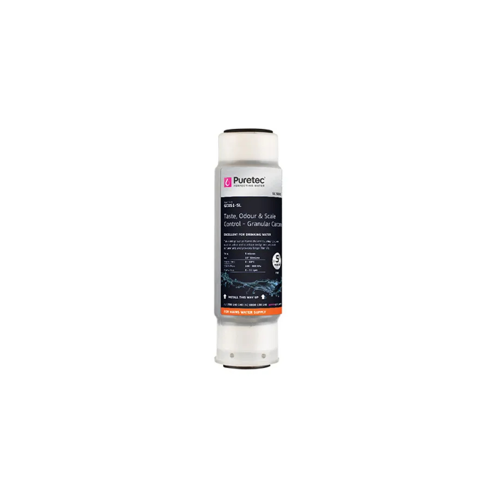 Granular Carbon Standard Dia 2.5" Cartridge, 10", 5Um Slimline
