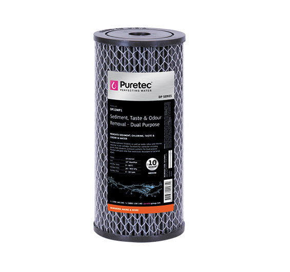 Dual Purpose Carbon Large Dia 4.5" Cartridge, 10", 10Um