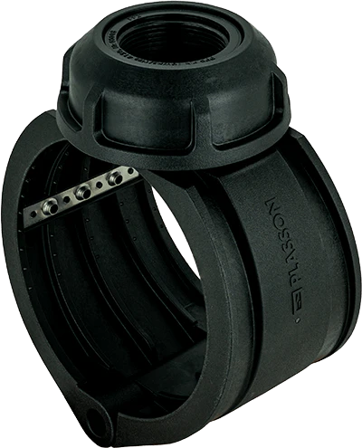 Plassaddle For 110 Pe Pipe With Female Threaded Outlet 1"
