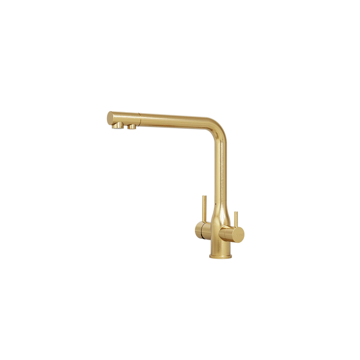 Tripla Elite 3-In-1 Straight Mixer Tap - Brushed Gold Stainless Steel