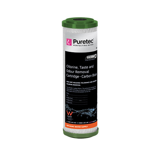 Carbon Block Standard Dia 2.5" Cartridge, 10", 0.5Um Cyst Redn