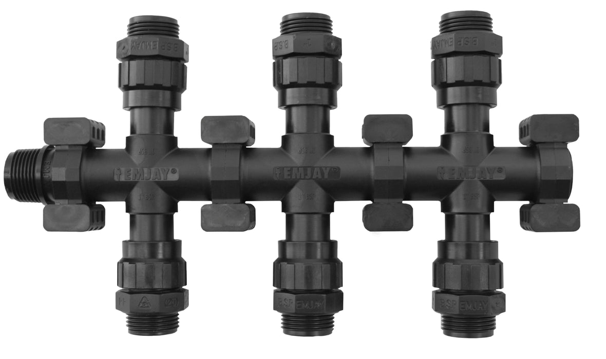 6 PORT MODULAR MANIFOLD (Cross configueration) - 1" BSP MALE INLET