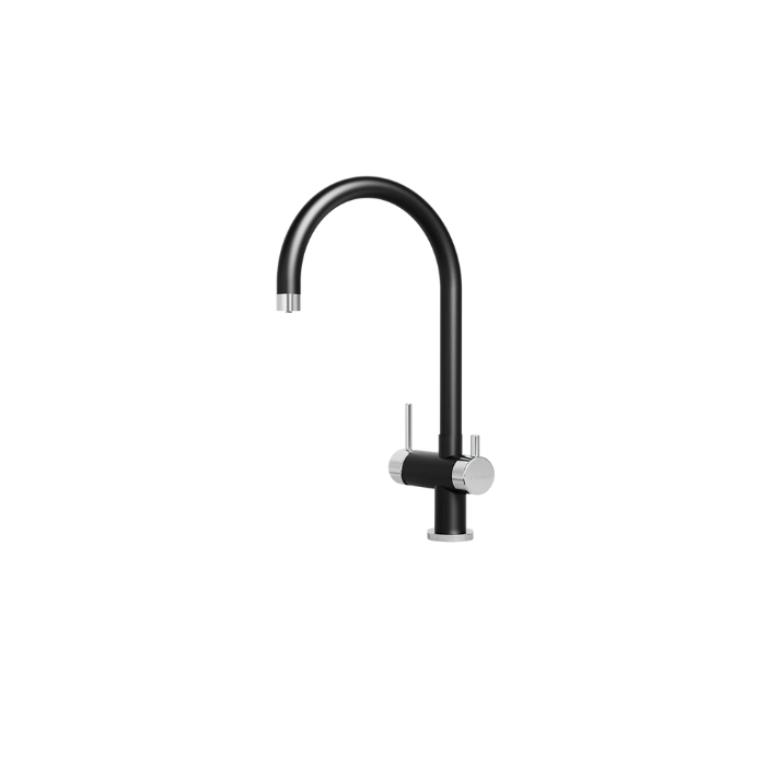 Tripla Premium Black And Chrome Gooseneck 3-Way Faucet - PT-TRIPLA-BL1