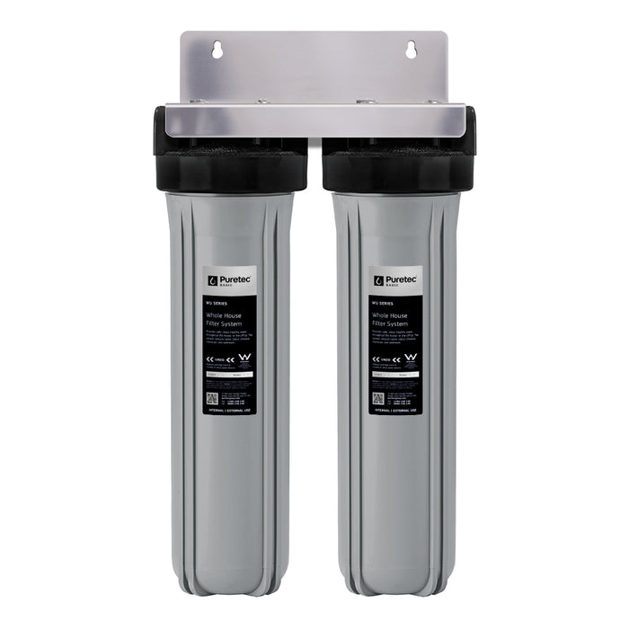 Twin 20" Large Dia Housing 25Mm Conn + Filters For Mains Water - PT-WU20-25M