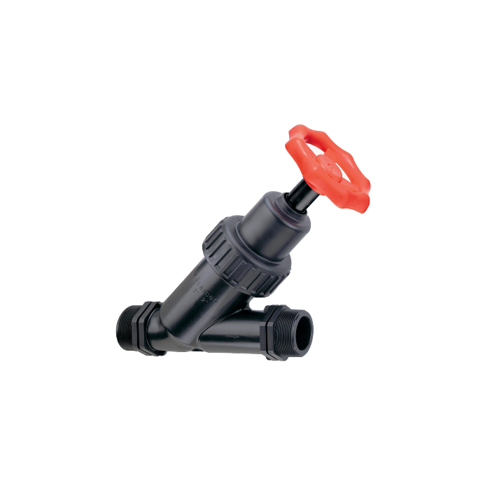 VALVE ANGLE SEAT M-THREADED PP FPM (VITON) O-RING 1/2" RED HANDLE