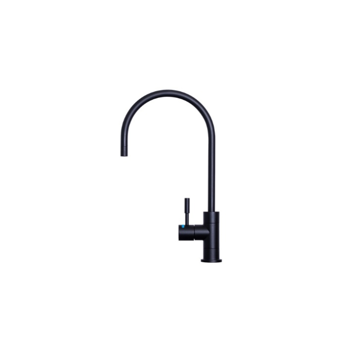 Matt Black Goose Neck Faucet 1/4 Turn Spindle Lever, Led