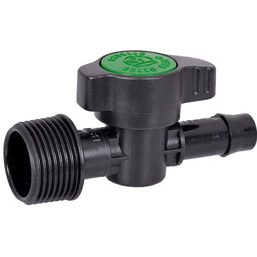 In-line valve 13mm x 3/4 BSP male Green Back