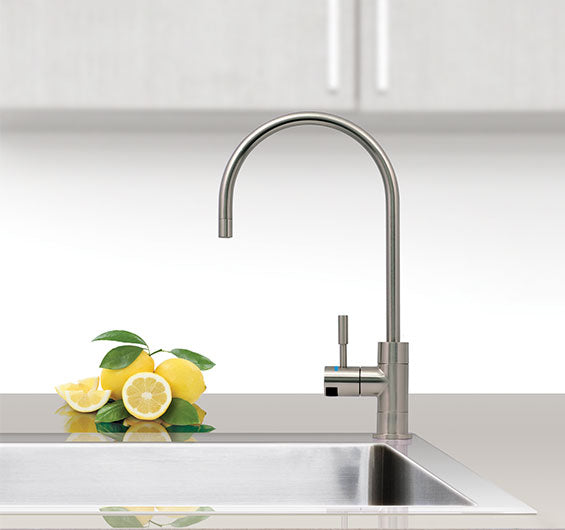 Brushed Nickel Designer Faucet, High Loop, 1/4 Turn, Led