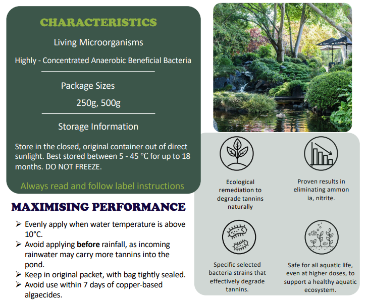 Tannins Clear (Tannins Eating Bacteria Powder Solution) 50g can treat up to 2,000L water (250g)