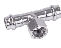 Stainless Steel Press Tee With Female Threaded Centre 28mm X 1/2" X 28mm V 316L Water
