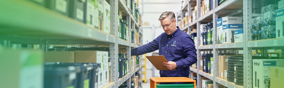 Irrigation warehouse team member preparing products for Click & Collect orders.