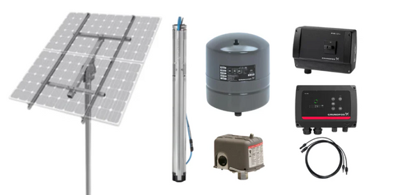 Grundfos SQ Flex 2.5-2N Package: Helical Rotor Submersible Solar Package C/w 2 Panels