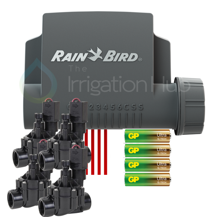 Rain Bird ESP-BAT Four Station Bluetooth Controller & Solenoid Valve Kit