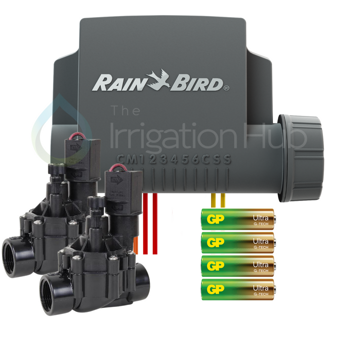 Rain Bird ESP-BAT Two Station Bluetooth Controller & Solenoid Valve Kit