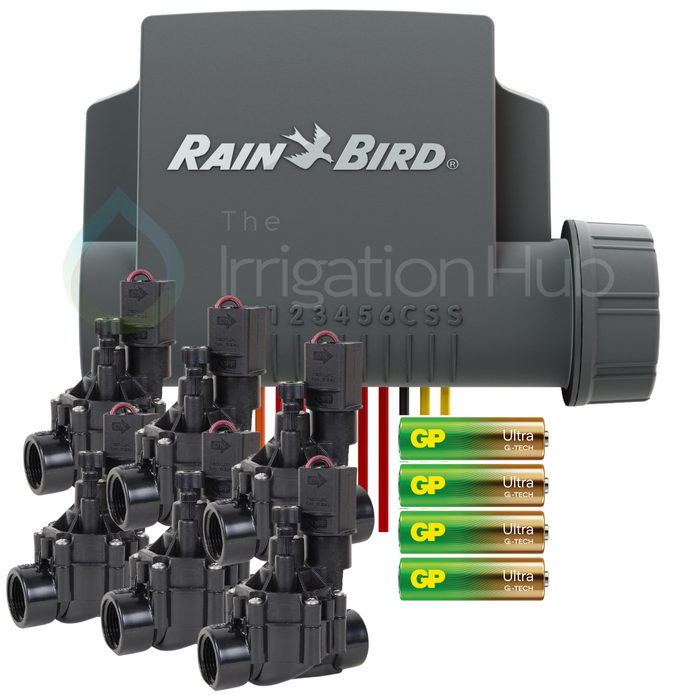 Rain Bird ESP-BAT Six Station Bluetooth Controller & Solenoid Valve Kit