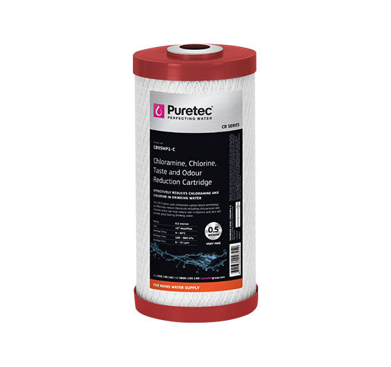Carbon Block Cartridge, 10" Maxiplus, 0.5Um , Chloramine Reduction - PT-CB95MP1-C