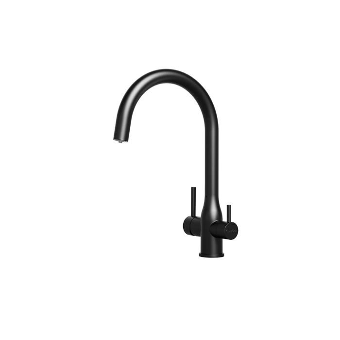 Tripla Elite 3-In-1 Gooseneck Mixer Tap - Matt Black Stainless Steel