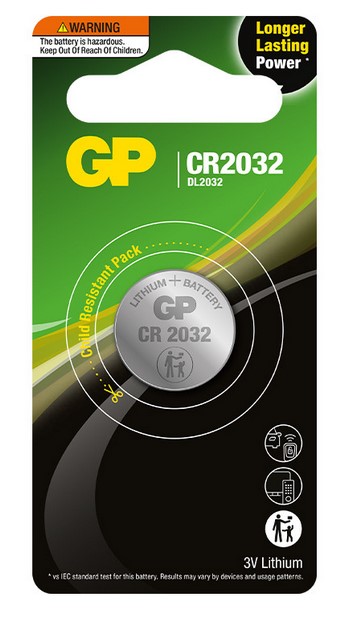 Battery Gp 3V 2032 Lithium  Coin Cell  Card Of  1