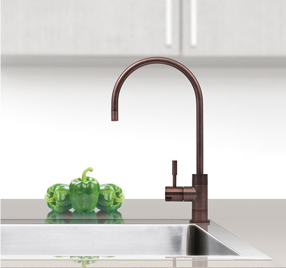 Brushed Bronze Designer Faucet, High Loop, 1/4 Turn, Led