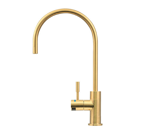 Brushed Gold Designer Faucet, High Loop, 1/4 Turn, Led