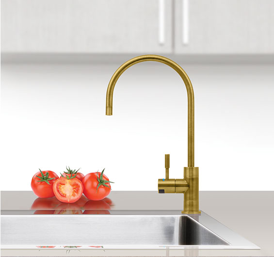 Brushed Gold Designer Faucet, High Loop, 1/4 Turn, Led