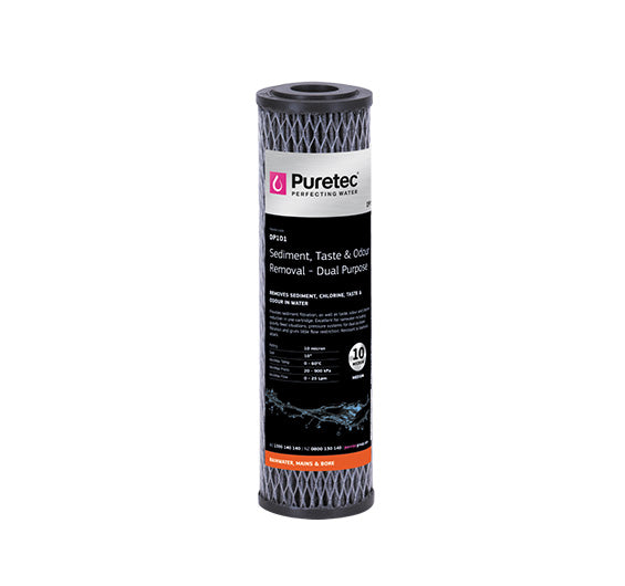 Dual Purpose Standard Dia 2.5" Carbon Cartridge, 10", 10Um - PT-DP101