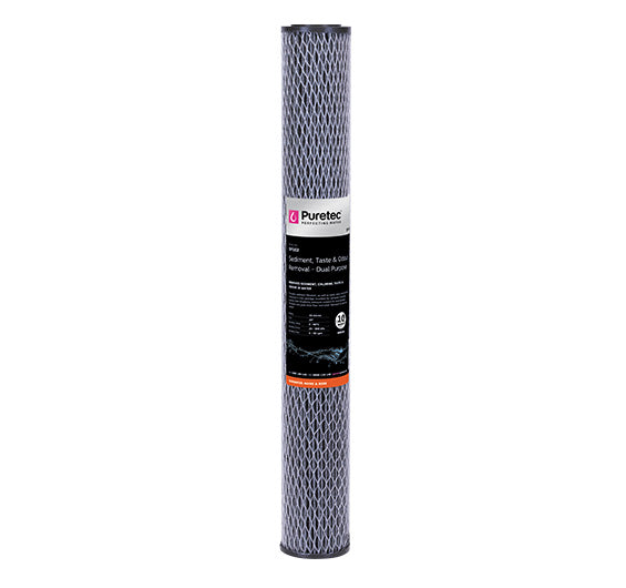 Dual Purpose Standard Dia 2.5" Carbon Cartridge, 20", 10Um - PT-DP102