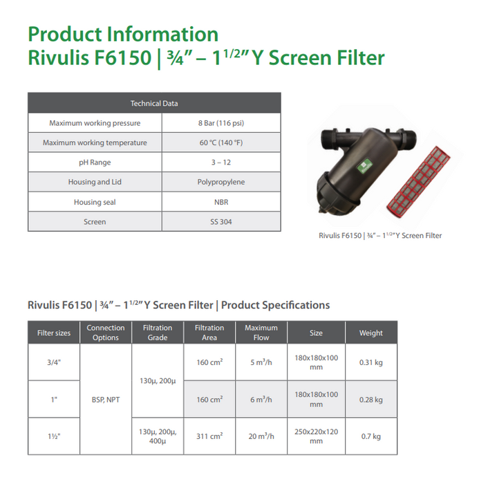 Mesh Filter - F6150 25mm (1") 200 micron Y-model (8 Bar)