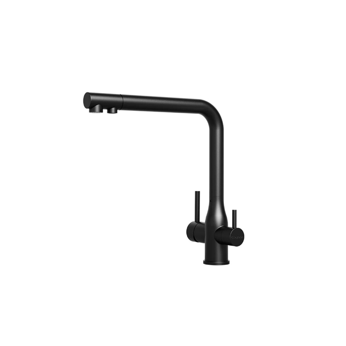 TRIPLA Elite 3-in-1 Straight Mixer Tap - Matt Black Stainless Steel