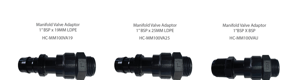 MANIFOLD VALVE ADAPTOR 1" BSP x 19MM LDPE