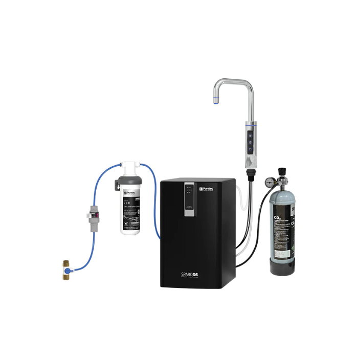 Puretec Sparkling, Chilled And Filtered Water Undersink System, Including Sparq Smart Tap - Chrome & Gas Bottle