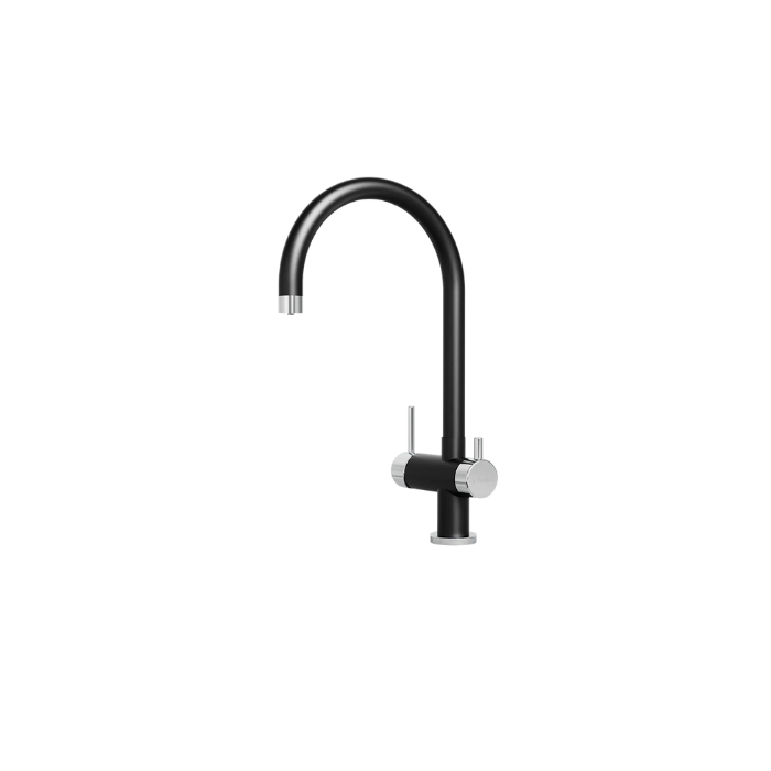 Tripla Premium Black and Chrome Gooseneck 3-way Faucet