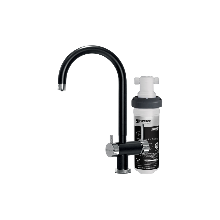 Quicktwist System With Bl1 Black & Chrome Mixer Tap